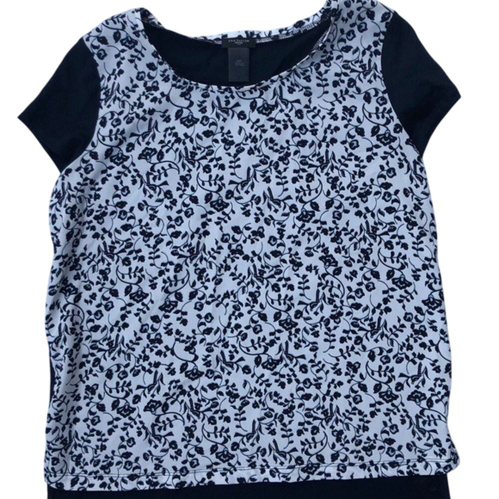 Ann Taylor Women's Floral Pattern Petite Short Sleeve Blouse Sz MP